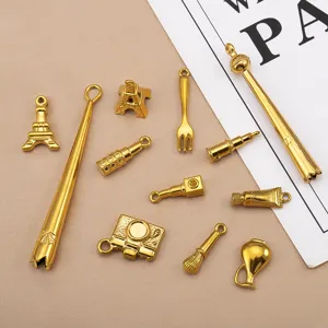 304 Edelstahl 18K vergoldet DIY Mini Anhänger Charms Schmuckherstellung Zubehör Set