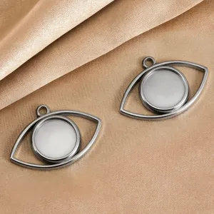 Stainless steel evil eye pendant tray blank for DIY jewelry making and necklace crafts