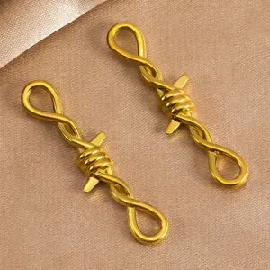 Gold stainless steel barbed wire shape DIY jewelry charms connectors for bracelets