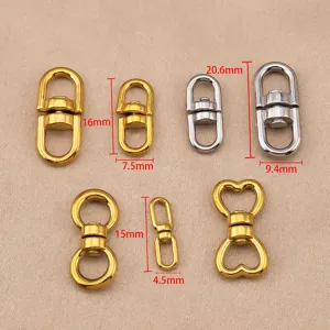 Moschettoni girevoli in acciaio inossidabile, accessori per borse e connettori per guinzagli.