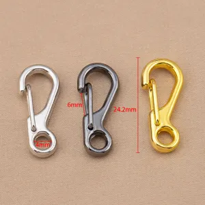 Zinc alloy mini spring snap hooks, 24.2mm small DIY jewelry accessories and keychain clasps.