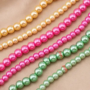 Colorful glass imitation pearl beads round loose beads for DIY bracelet necklace jewelry making