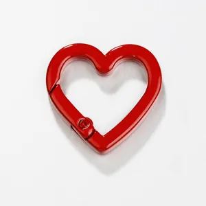 Moschettone a molla in metallo cuore rosso accessorio per creazione gioielli fai da te.