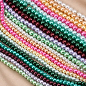 Colorful imitation pearl beads strands for DIY jewelry making, bracelets, and necklaces design.