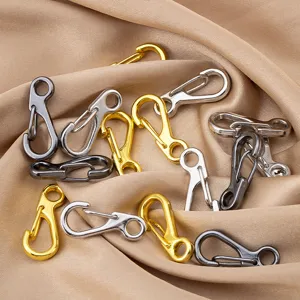 Zinc alloy mini S-shaped spring snap hooks, durable clasps for DIY jewelry making and small crafts.