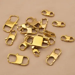 Gold stainless steel square lobster clasps for DIY jewelry necklace bracelet making details view.