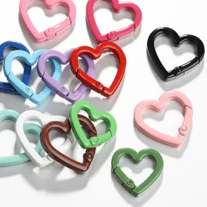 Moschettoni a cuore in lega per creazione di gioielli fai da te portachiavi accessori.