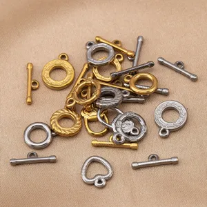 Stainless steel heart and round OT clasps for DIY jewelry making, necklace bracelet connectors.