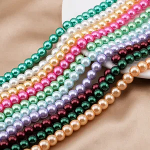 Colorful glass imitation pearl loose beads for DIY handmade bracelets and necklaces making.