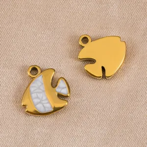 Colgante de pez de acero inoxidable dorado, accesorio DIY para collar pulsera de moda.
