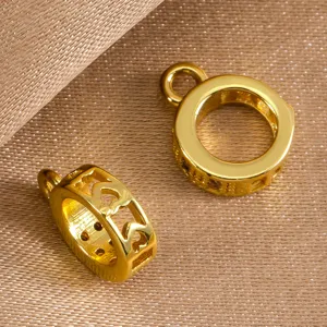 Copper DIY jewelry accessories, gold-plated ring spacer beads and pendant clasps.