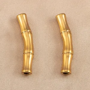 Gold stainless steel bamboo tube beads DIY jewelry accessories for bracelets necklaces.