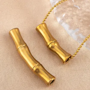 Stainless Steel Bamboo Joint Curved Tube Pendant Spacer Beads DIY Jewelry Making Findings Gold Steel Color