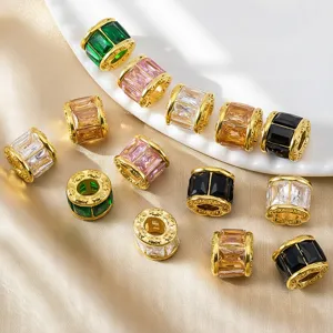 Perles de tonneau en acier inoxydable plaqué or pendentifs en cristal coloré pour bijoux DIY artisanaux