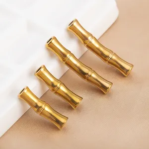 Gold stainless steel bamboo tube beads detail view for DIY jewelry making accessories