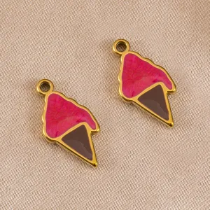 Colgante de helado esmaltado de acero inoxidable para collar de joyería artesanal DIY