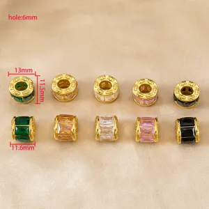 Perles de Tonneau en Acier Inoxydable Plaqué Or 18K Trou Large Verre Fabrication de Bijoux