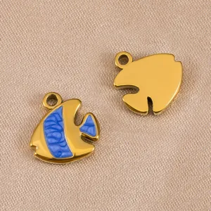 Colgante de pez pequeño de acero inoxidable 304, dije DIY estilo océano para collar y pulsera.