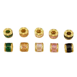 Perles Tubulaires En Acier Inoxydable Verre Grand Trou 18K Plaqué Or Bricolage Bijoux