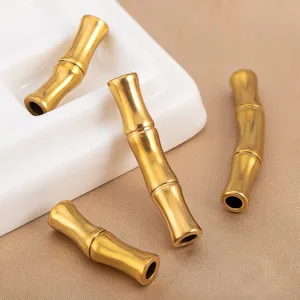 18K Gold Plated Stainless Steel Bamboo Tube Spacer Beads DIY Jewelry Making 6mm