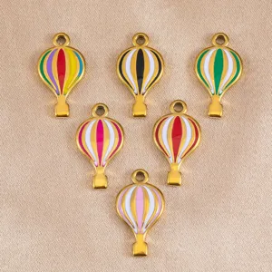 Colgante Abalorio Esmaltado Globo Aerostático de Acero Inoxidable 304 Accesorios de Fabricación de Joyas DIY Para Pulsera Colgante Llavero