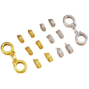 Copper DIY jewelry findings set with spring clasps and sparkling spacer beads for necklaces.