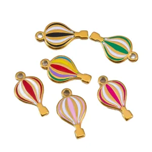 Colgantes de globo aerostático de acero inoxidable esmalte colorido DIY collar pulsera.