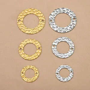 colgantes redondos de doble agujero de acero inoxidable accesorios de joyería DIY oro plata