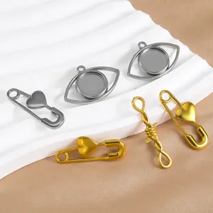 DIY stainless steel heart safety pin and evil eye pendant charms for jewelry making kit