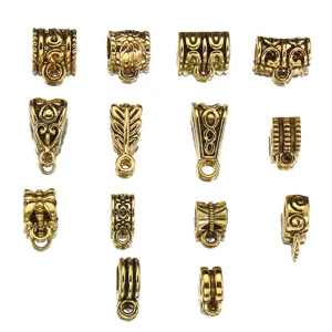 Pendentifs bélières et perles connecteurs dorés antic pour fabrication de bijoux