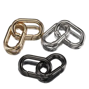 Simple Alloy Bag Hardware Spring O Ring Keychain Long Oval Carabiner Snap Hook