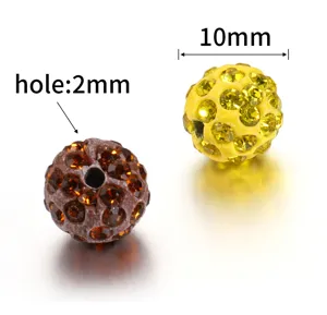 10mm Shamballa rhinestone clay beads with 2mm hole for DIY jewelry making accessories