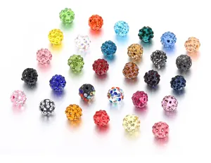 Colorful rhinestone shamballa beads 10mm diy jewelry accessories close up view detail