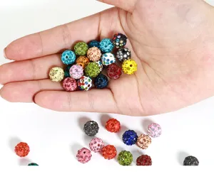 10mm rhinestone clay beads, colorful Shamballa pave ball beads for DIY jewelry making.