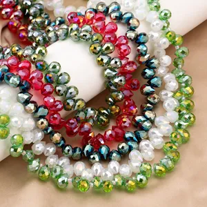 8mm faceted crystal beads sparkling loose beads for DIY bracelet making supplies.