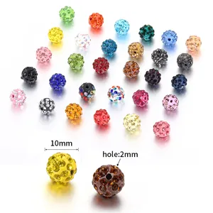 Colorful 10mm Shamballa rhinestone clay beads for DIY jewelry making and crafting accessories
