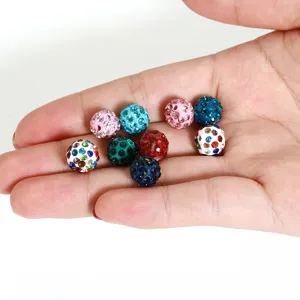 Wholesale 10mm colorful clay rhinestone Shamballa beads for DIY jewelry making accessories.
