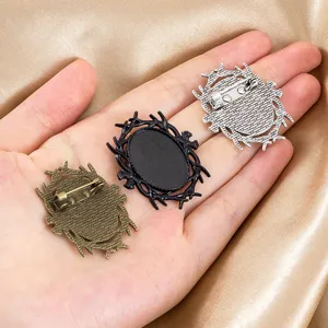 Alloy deer antler brooch base blanks set for DIY jewelry making and custom badge crafts.
