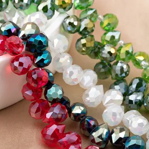 8mm faceted crystal glass loose beads sparkling colorful DIY bracelet jewelry making supplies