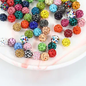 10mm Pave Disco Beads Shamballa Rhinestone Clay Beads DIY Jewelry Making Accessories Wholesale