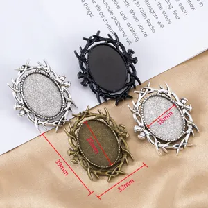 Alloy antler brooch blank base DIY pendant tray oval bezel cabochon setting accessories.