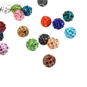 10mm rhinestone clay shamballa beads for DIY jewelry making and bracelet accessories.
