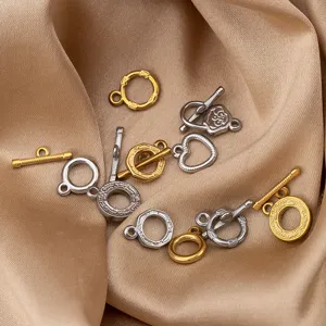 Stainless steel heart round OT clasps for DIY jewelry making, bracelet necklace ends.