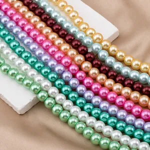 Colorful glass imitation pearl beads strands DIY jewelry making bracelets necklaces accessories