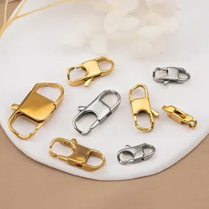 Stainless steel square trigger spring clasps for DIY jewelry making, bracelet connectors.