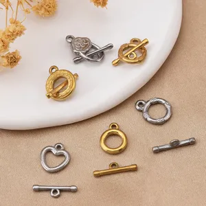 Stainless Steel Heart Round OT Buckle DIY Bracelet Necklace Jewelry Findings Accessories