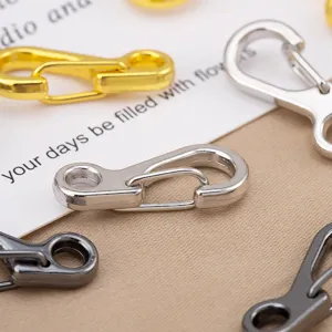 Mini zinc alloy S-shaped spring snap hooks, DIY jewelry making accessories detail view