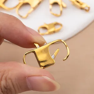 Gold stainless steel square lobster clasp DIY jewelry finding detail close-up display.