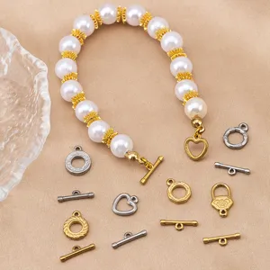Stainless Steel Heart and Round OT Clasp DIY Jewelry Findings Toggle Clasps for Bracelet Necklace Making Accessories