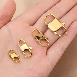 Stainless steel square lobster clasps in 4 sizes for DIY jewelry making, gold color bracelets.